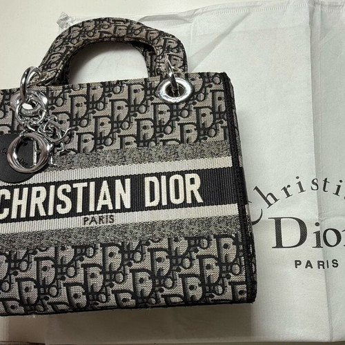 Τσάντα χειρός Christian Dior μεταχειρισμένη, μαύρο και γκρι