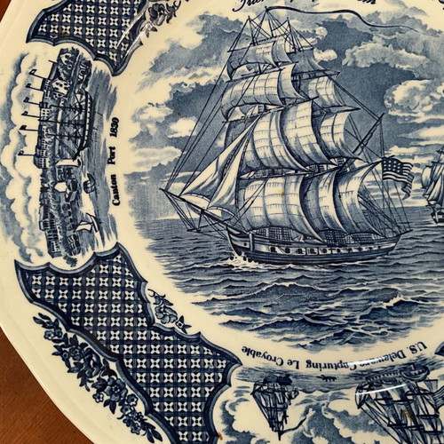 Alfred Maekin Staffordshire plate with sailing ships