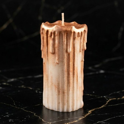 Decorative candle with dark elegance and golden details, new