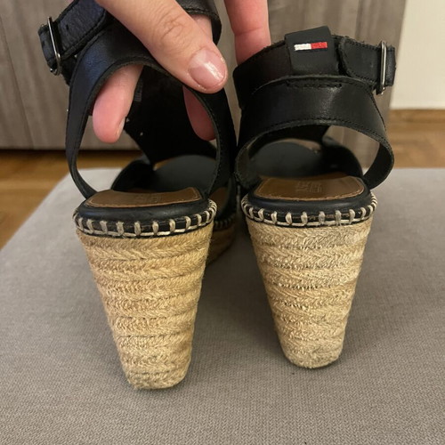 Tommy Hilfiger platform sandals used, leather and straw, size 39