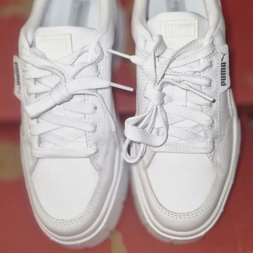 Puma Mayze Stack leather sneakers, size 38, white