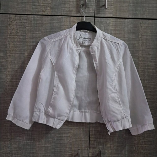 Crop jacket Stradivarius NoM linen type with 3/4 sleeve like new, white