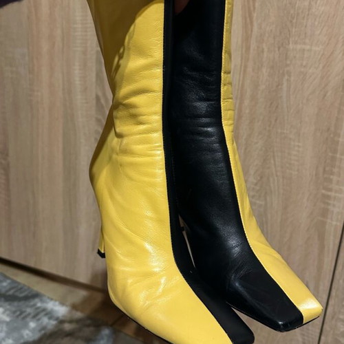 Zara leather boots used, size 39, black and yellow