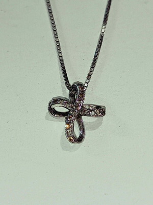 Silver 925 Cross Pendant and Chain with Zircons new by Άπεφθον