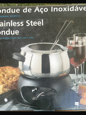 Fondue μεταλλικό καινούργιο, ασημί χρώμα για τυρί και σοκολάτα