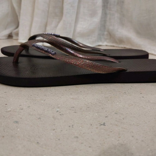 Havaianas Slim purple glitter flip flops like new size 41