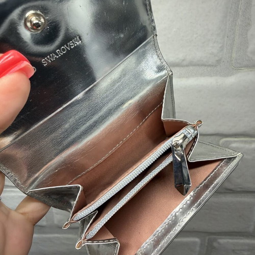 Swarovski Small Wallet, silver with crystal detailing