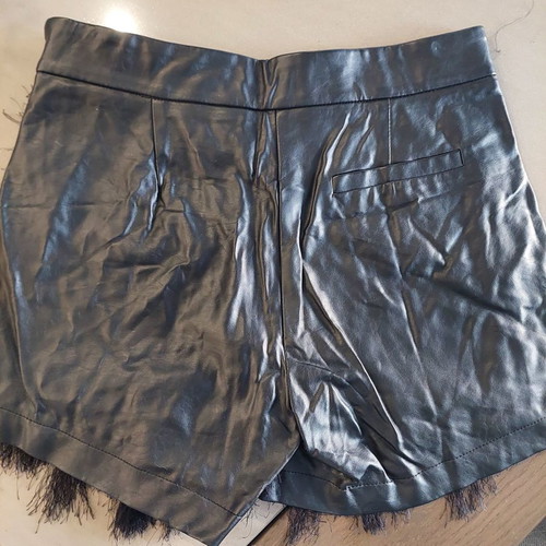 Relish eco leather black shorts new, with fringes