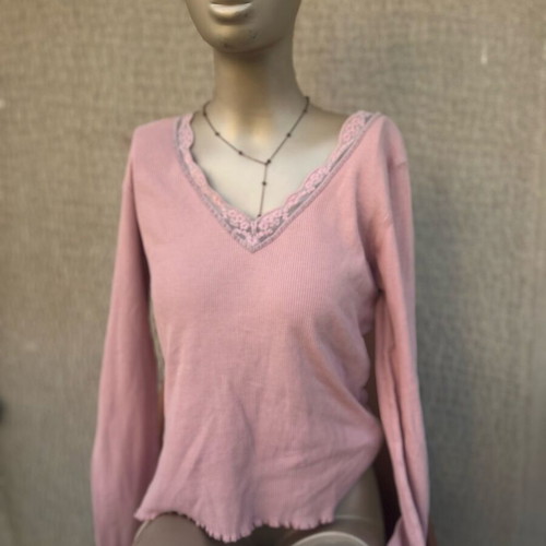 Pink thin long-sleeve Principles blouse like new, size M