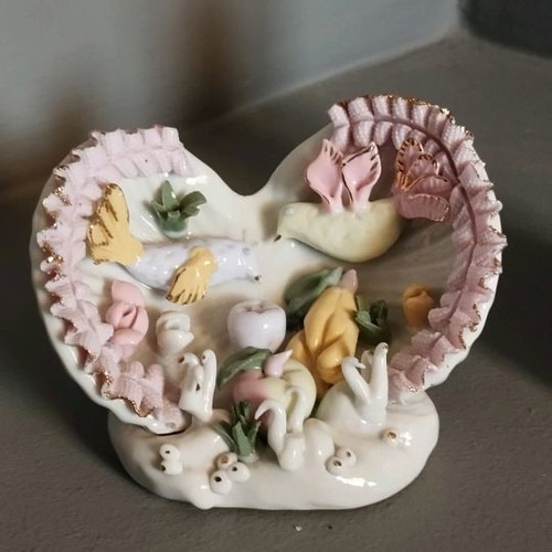 Vintage porcelain decorative figures used, set of 2 pieces