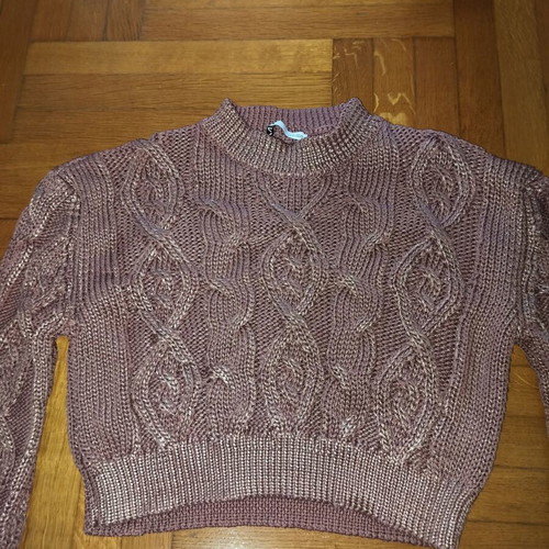 Zara sweater with knit pattern like new, pink and silver