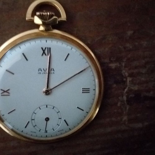 Avia pocket watch like new, Swiss, gold-colored