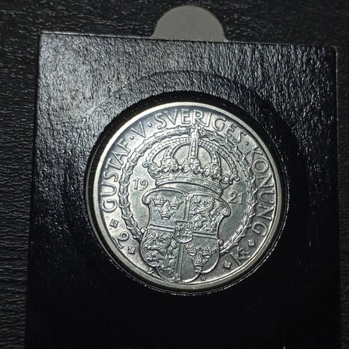 2 Kronor 1921 Silver Coin Sweden Gustaf Vasa 400th Anniversary