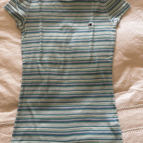 Tommy Hilfiger women's striped T-shirt slim fit, like new, turquoise
