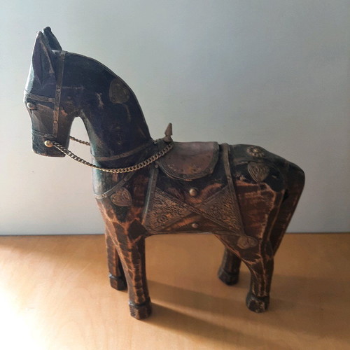 Oriental handmade antique horse used