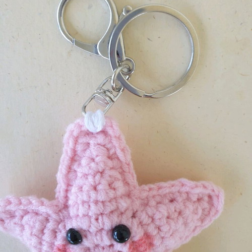 Amigurumi Star Keychain Pink Silver Made to Order