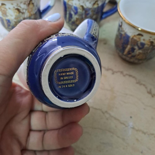 Handmade 24K gold-plated coffee cup set like new