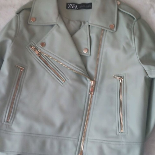Zara leatherette jacket new with gold details, size L