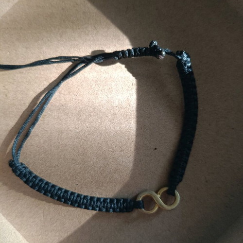 Bracelet used, leather cord with infinity symbol, black