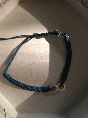 Bracelet used, leather cord with infinity symbol, black