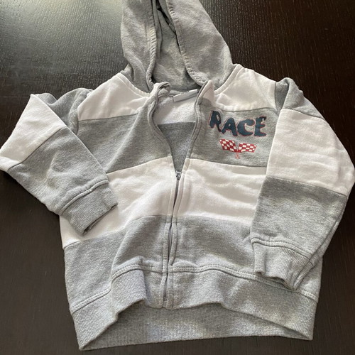 Children's hoodie jacket for ages 3-4, white and grey