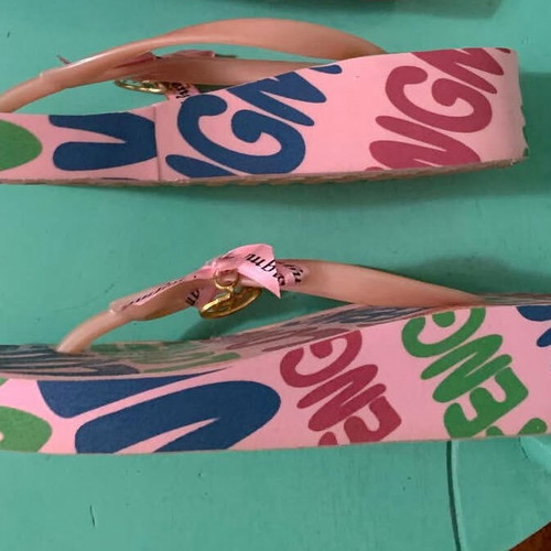 Feng Mei flip flops like new, sizes 37-38, pink multicolor
