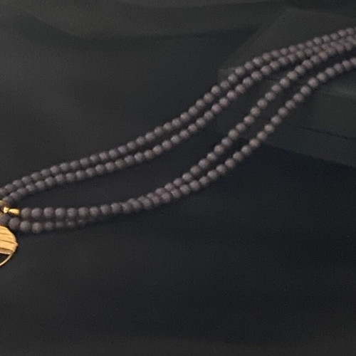 Handmade necklace new with semi-precious haolite stones and steel motif