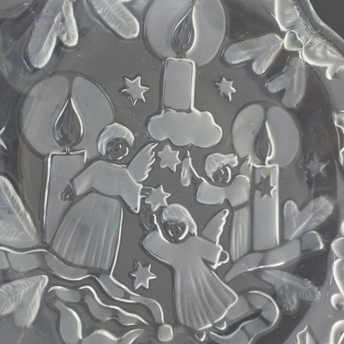 Christmas glass platter like new with angels