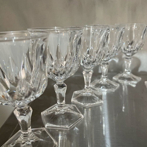 Vintage Cristal D’arques Chaumont liqueur glasses set of 9 like new