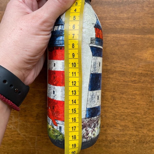 Decorative bottle with two lighthouses handmade, new, decoupage