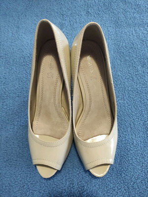 Γόβες Migato 38 μεταχειρισμένες, μπεζ λουστρίνι, 8cm τακούνι