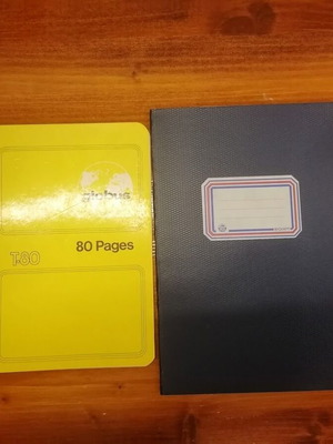 Vintage 80s Globus Grade Book Spiral & Biokart Blue Check Notebook