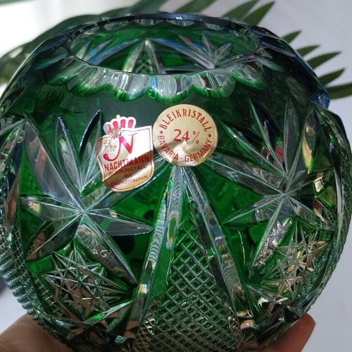 Βάζο Emerald Green Nachtmann Rom Bleikristall καινούργιο, χειροποίητο Γερμανίας 50'-60'