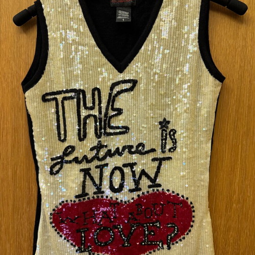 Custo Barcelona knitted wool vest like new, black multicolor with sequins