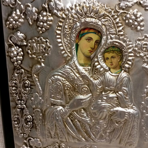Virgin Mary icon made of immutable metal like new