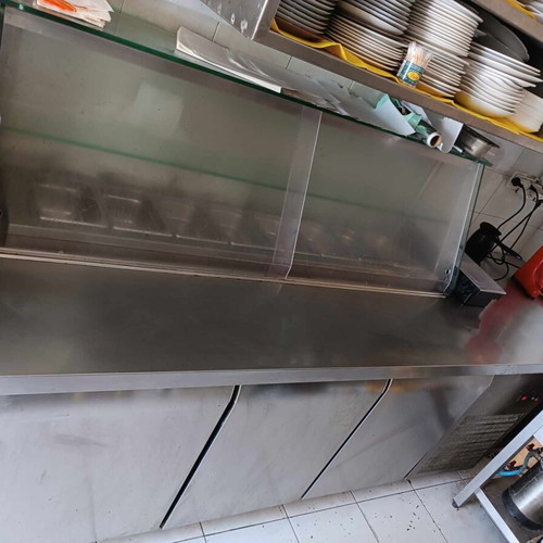 Professional inox refrigerated counter with display like new