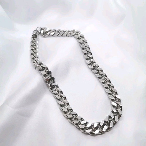 Stainless Steel Curb Chain Necklace 50 cm new, silver