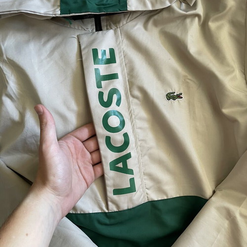 Lacoste jacket windbreaker used with minor back wear, size M, white green