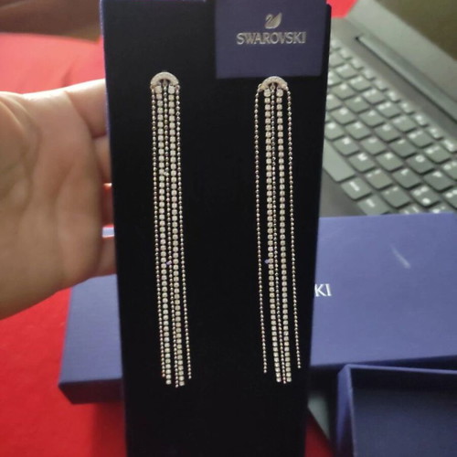 Swarovski Tassel Fit silver long earrings