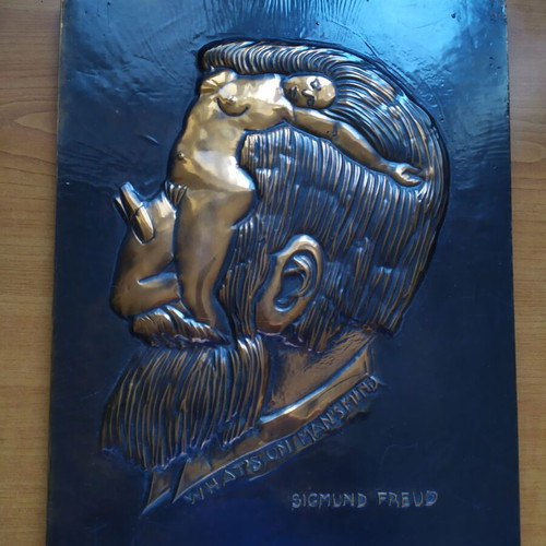 Sigmund Freud copper portrait used with inscription