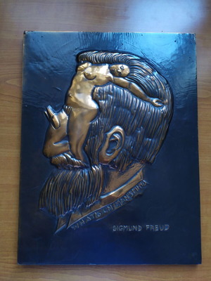Sigmund Freud copper portrait used with inscription