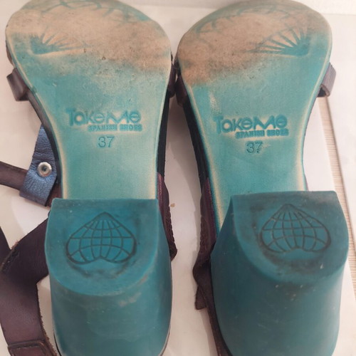 Take Me leather sandals used, blue and brown, size 37
