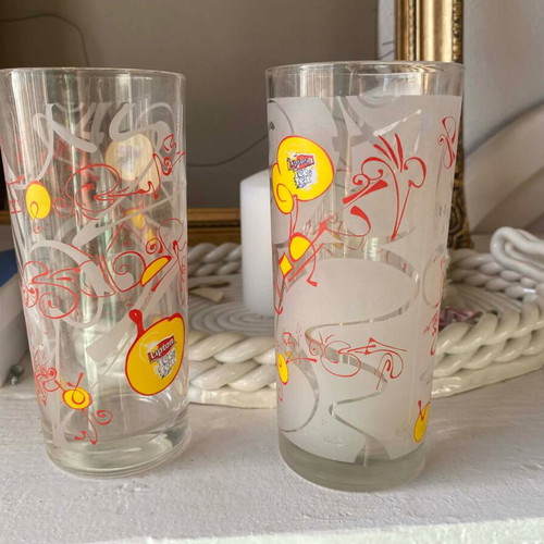 Lipton glass cups like new, set of 2, 16 cm