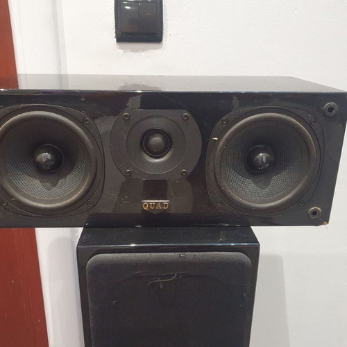 Quad floor speakers set 5 pieces and subwoofer 80w like new, pianoblack