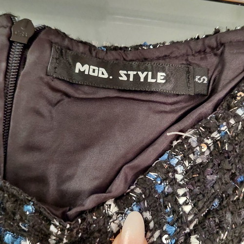 Mod Style skirt used, wool mini with silver thread