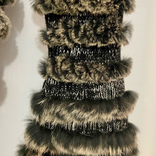 Lapin fur jacket like new, black and beige