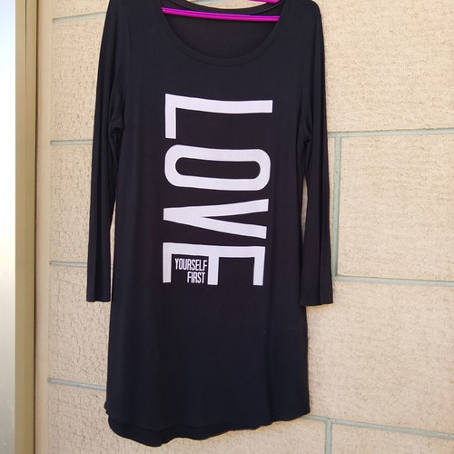 Pink Woman long-sleeve tunic blouse "LOVE" XL
