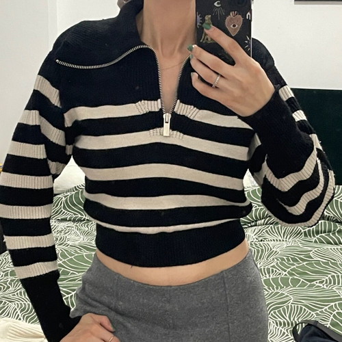 Zara knitted blouse used, size M, black and white