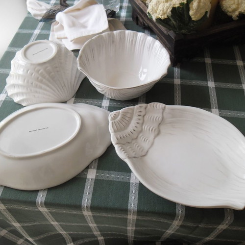 Shell-shaped bowls and platters set of 2+2 new