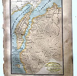  1861 Υδατογραφιμένος Λιθόγραφος χάρτης του Ελλήσποντου μέρους της Θράκης και της Τροίας στην μικρά Ασία του J.D.Barrie du bocage 24x15cm